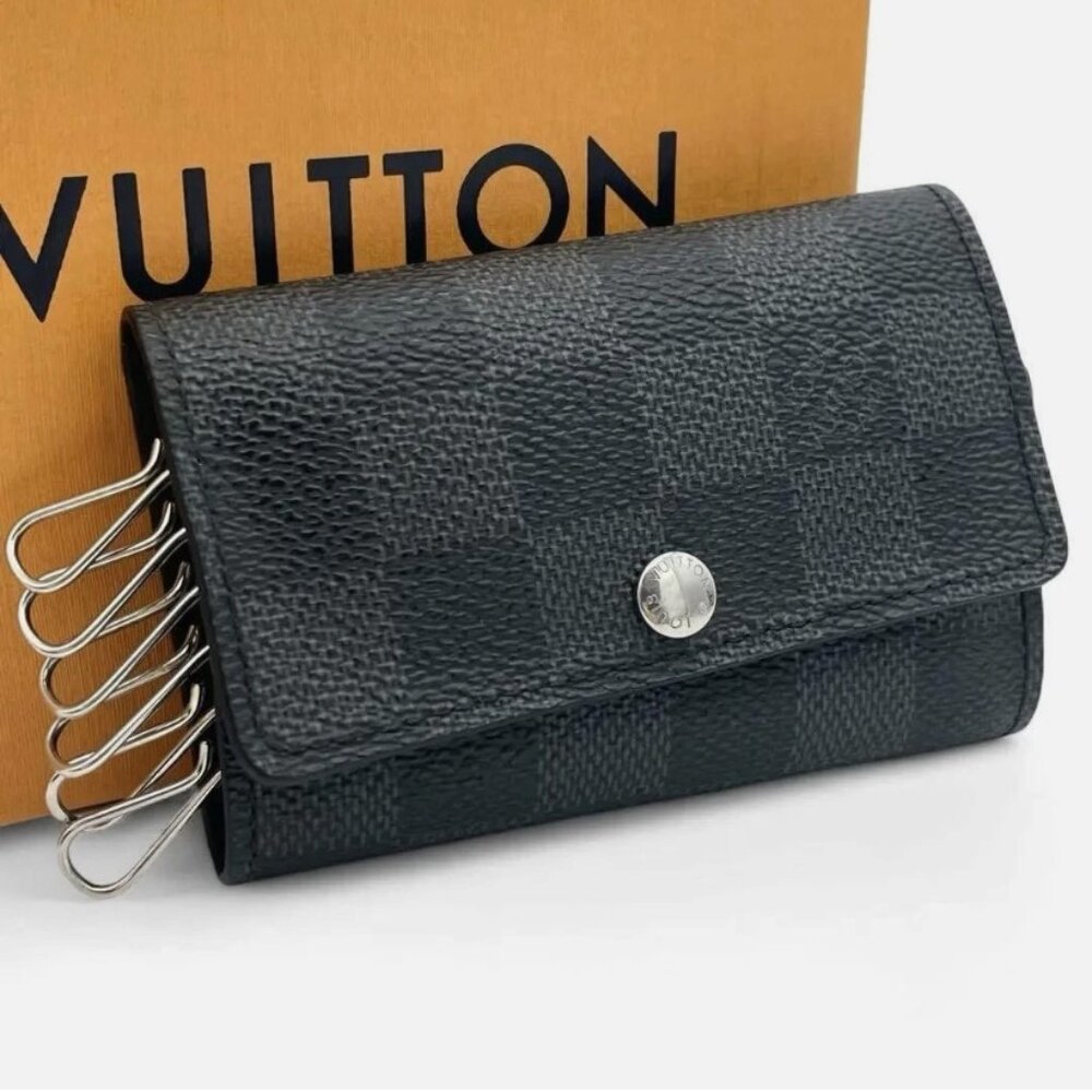 Louis Vuitton Black Damier Leather Key Holder Wallet